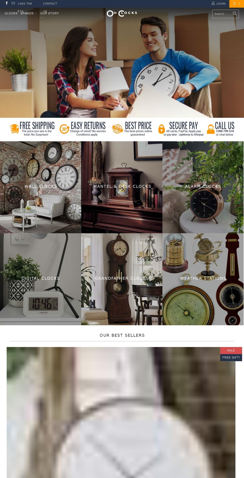 ohclocks.com.au shopify website screenshot