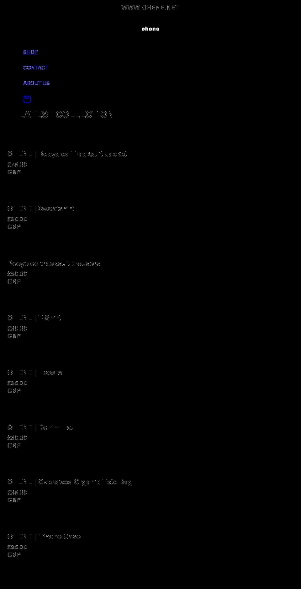 ohene.net shopify website screenshot