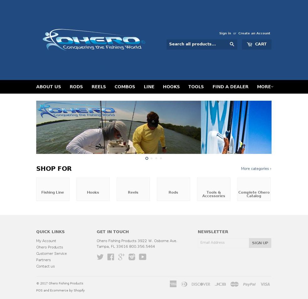 oherofishing.com shopify website screenshot