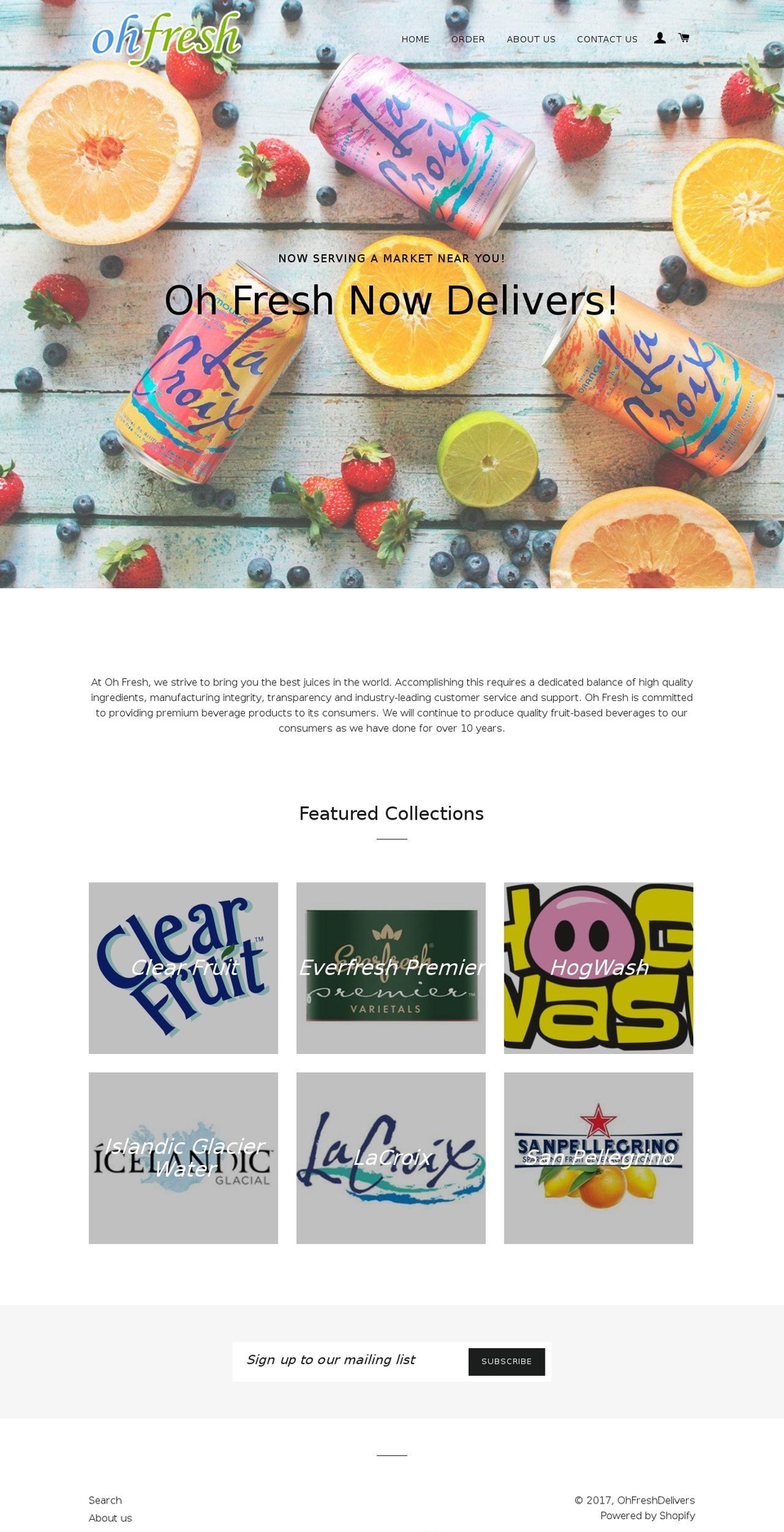 Taste Shopify theme site example ohfreshdelivers.com