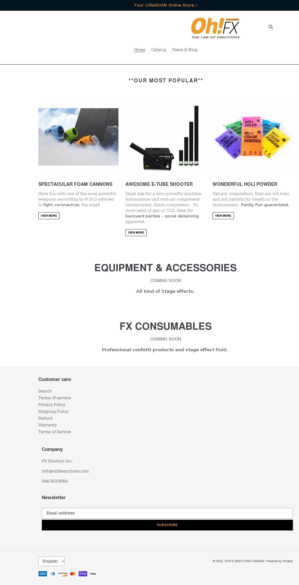 ohfxcanada.com shopify website screenshot