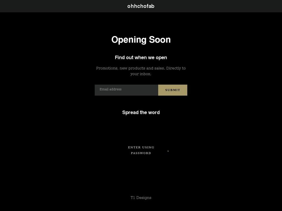 ohhchofab.com shopify website screenshot