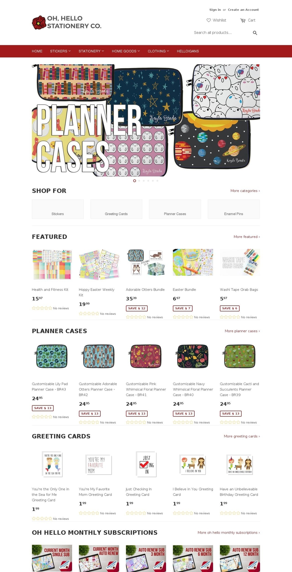 ohhellostationeryco.com shopify website screenshot