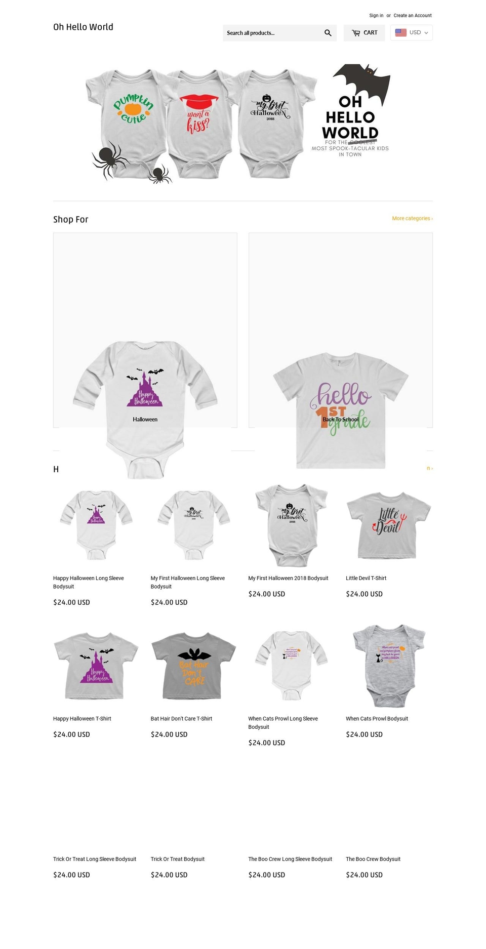 ohhelloworld.com — Shopify storefront screenshot