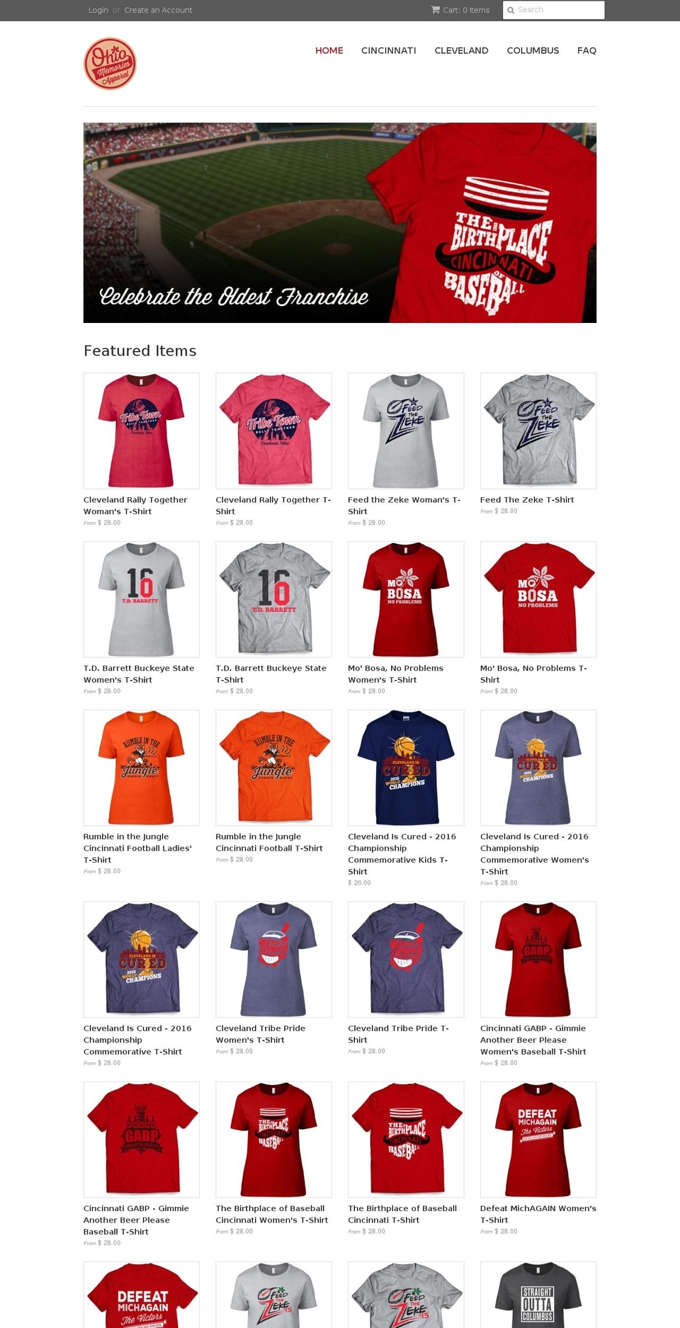 ohiomemories.com shopify website screenshot