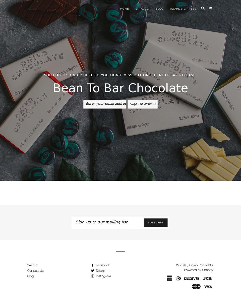 ohiyochocolate.com — Shopify storefront screenshot