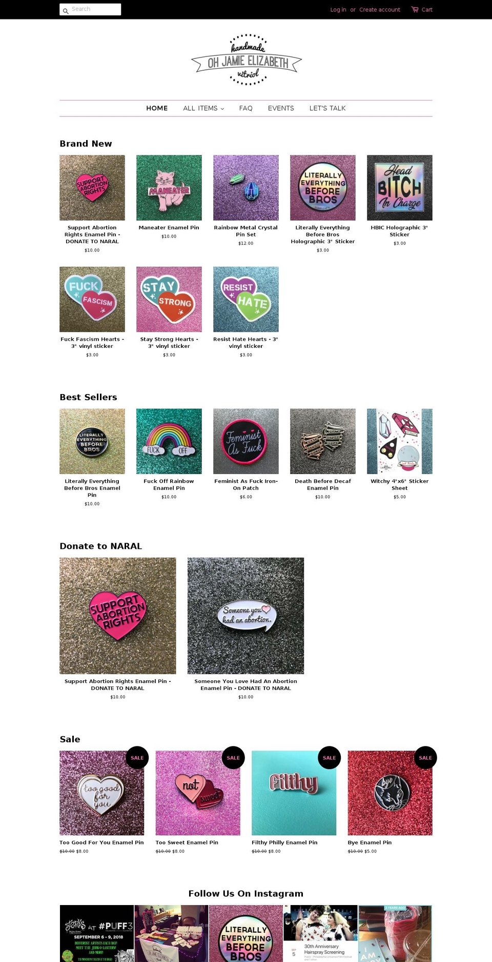 ohjamieelizabeth.com shopify website screenshot