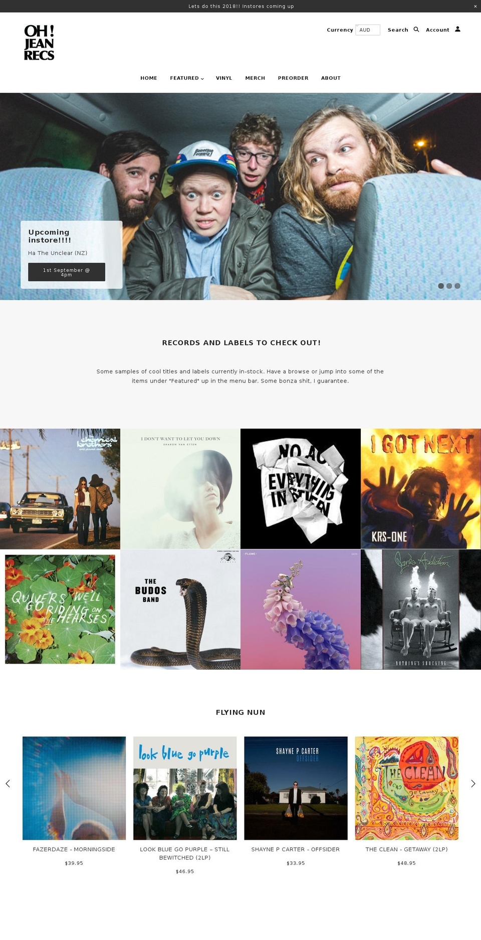 ohjeanrecords.com shopify website screenshot