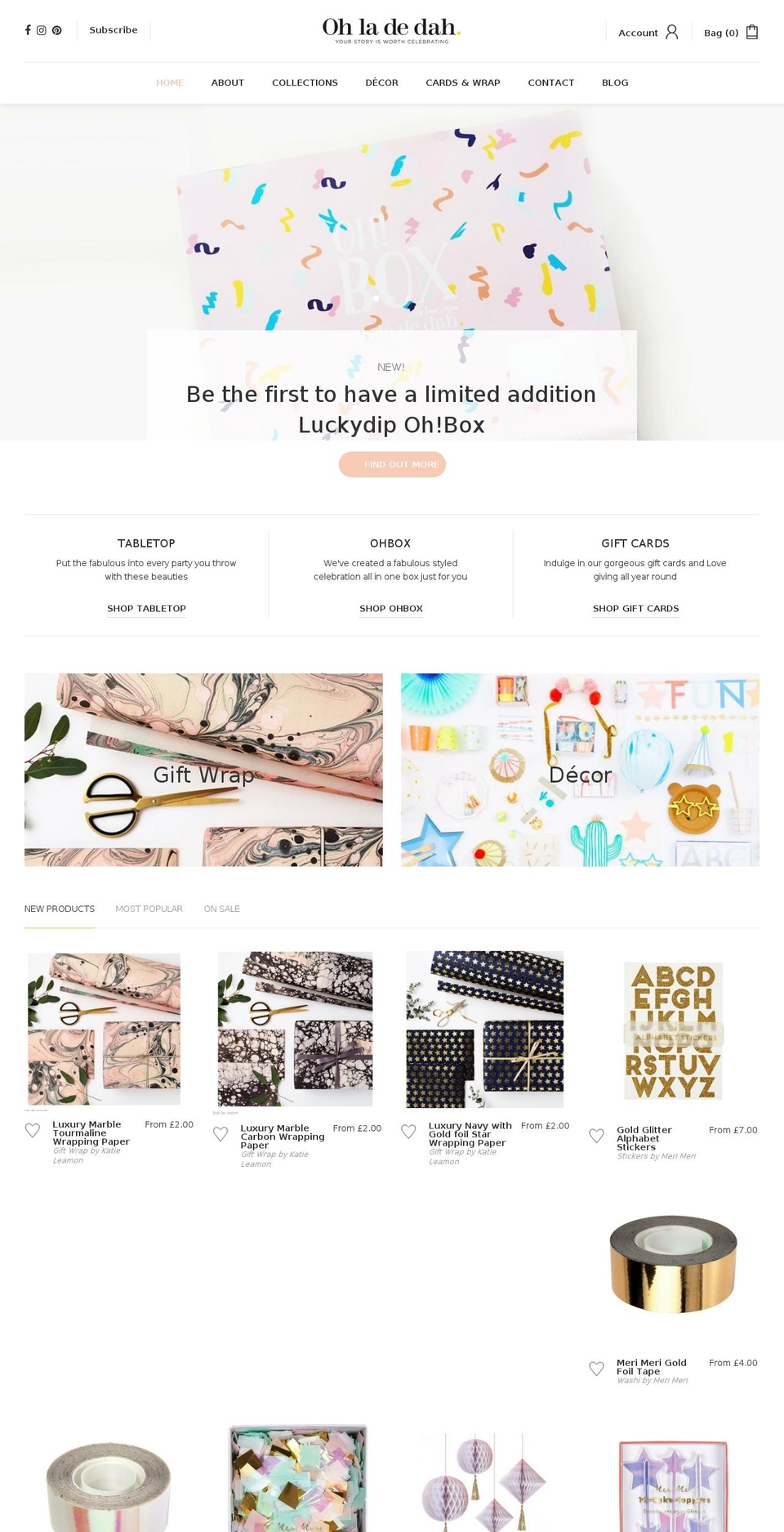 ohladedah.com shopify website screenshot