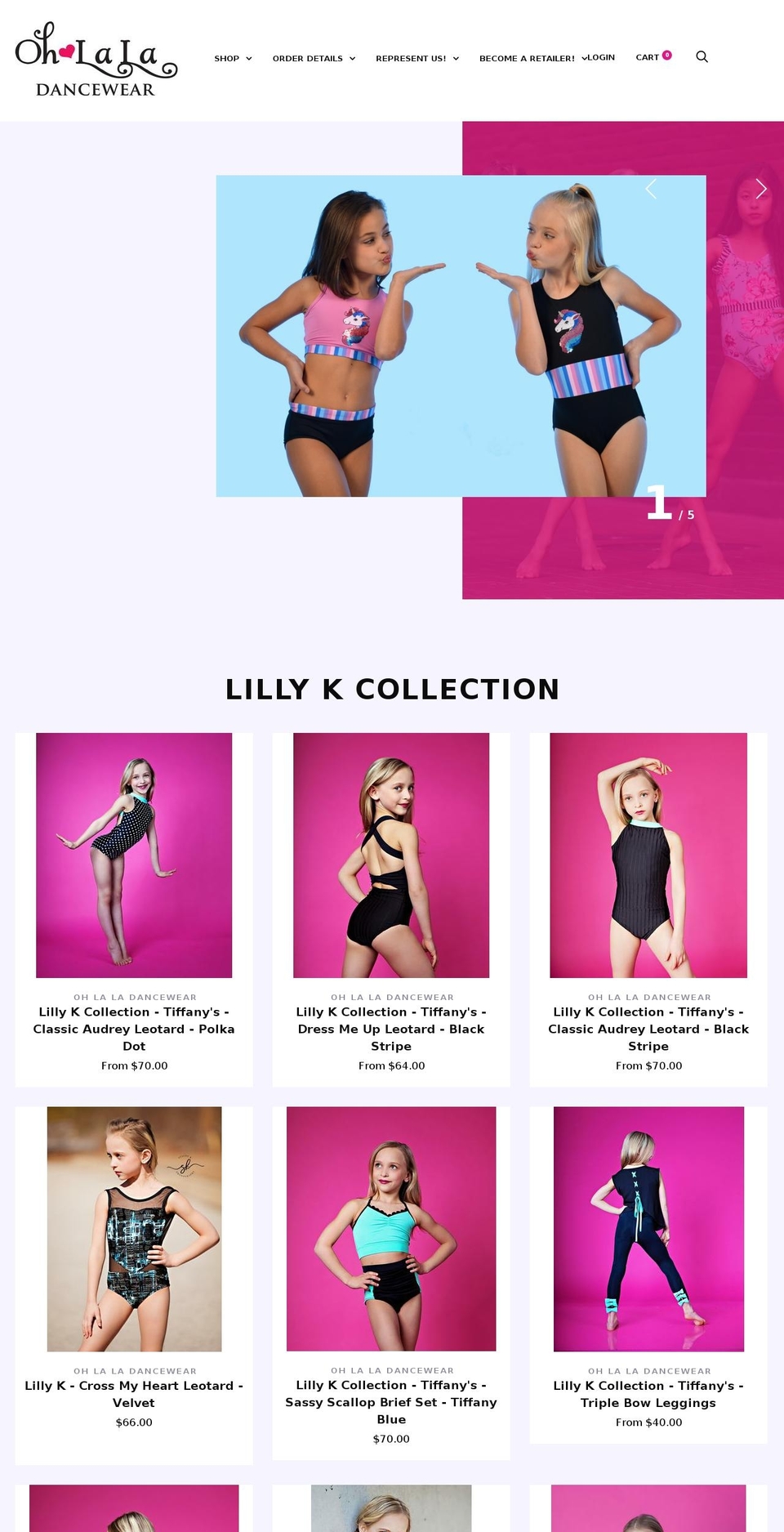 ohlaladancewear.com shopify website screenshot