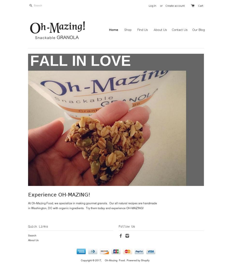 ohmazingfood.com shopify website screenshot