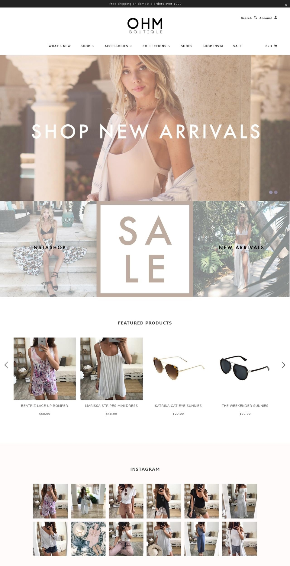 ohmboutique.com shopify website screenshot