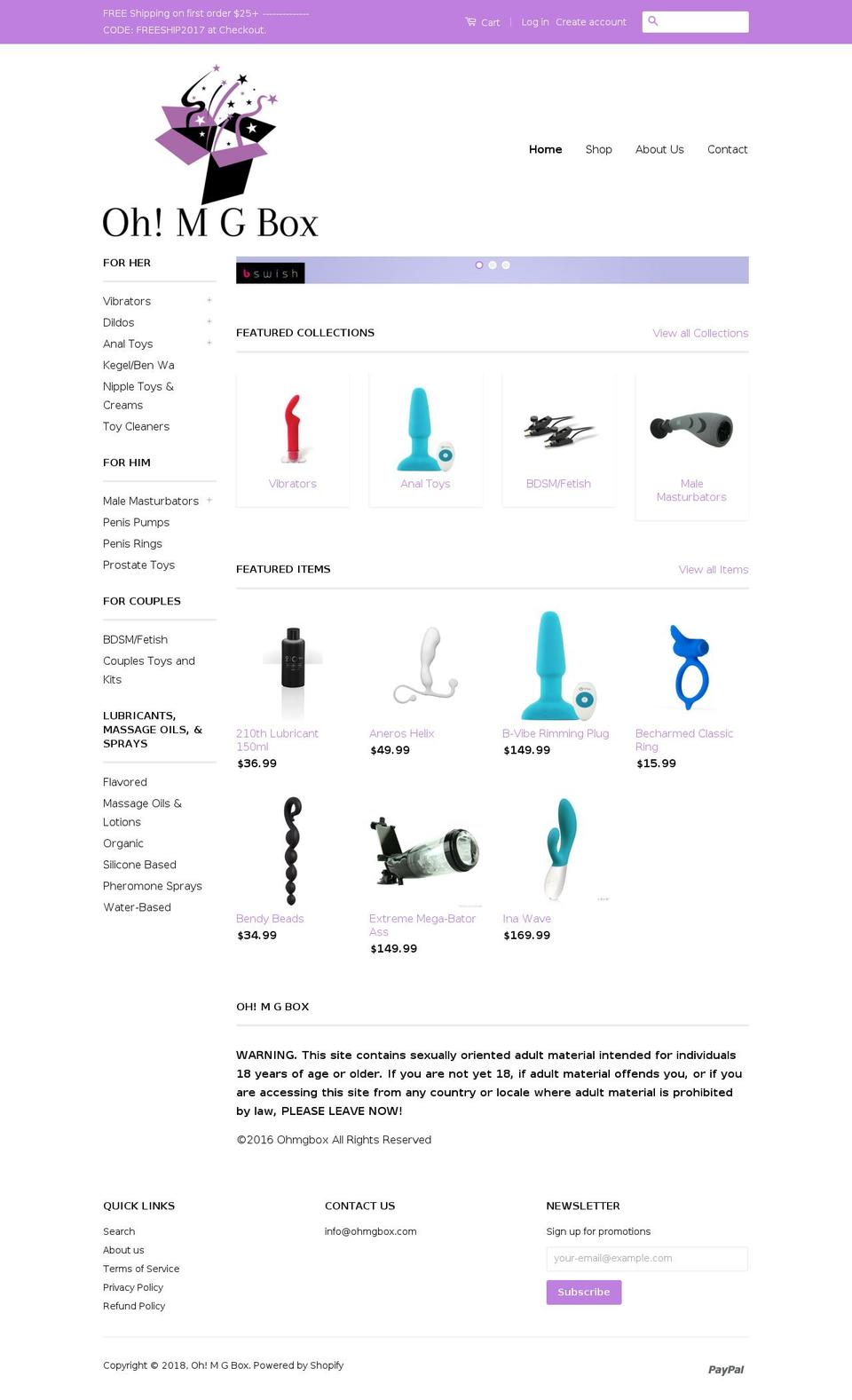 ohmgbox.com shopify website screenshot