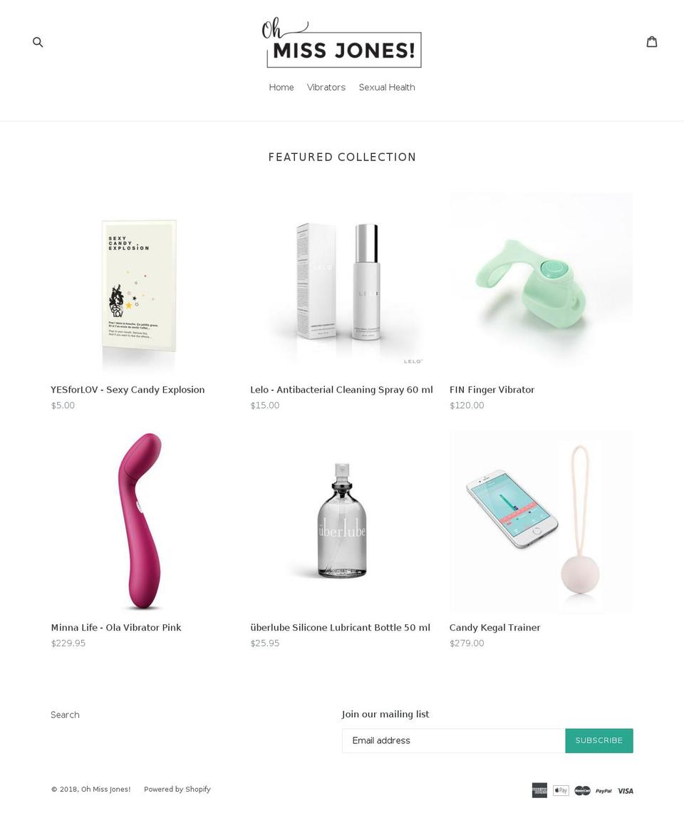ohmissjones.com — Shopify storefront screenshot