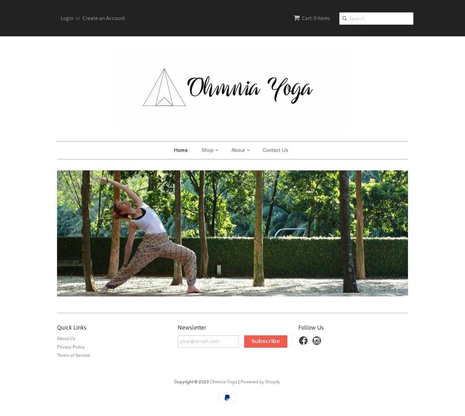 ohmniayoga.com shopify website screenshot