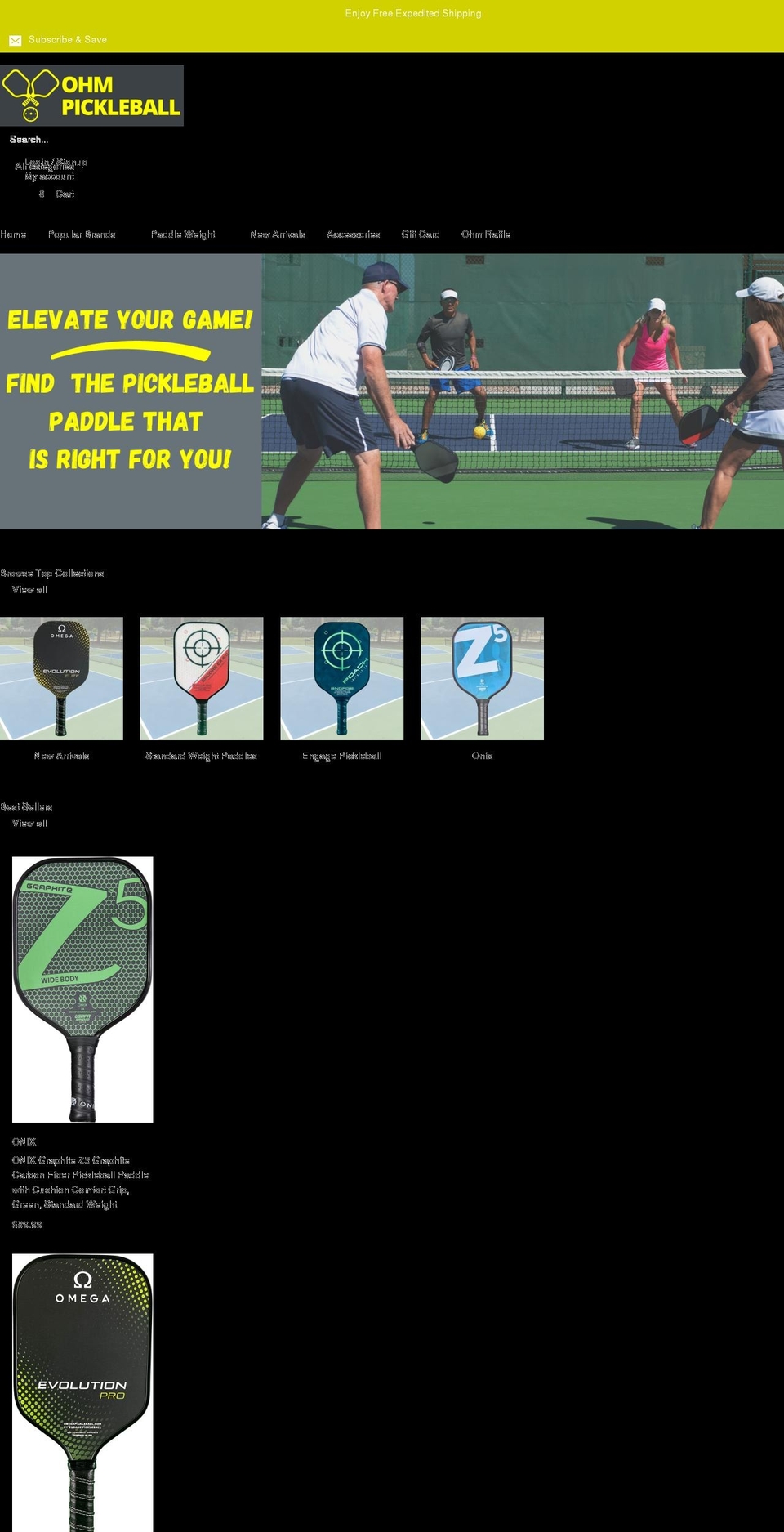 ohmpickleball.com shopify website screenshot