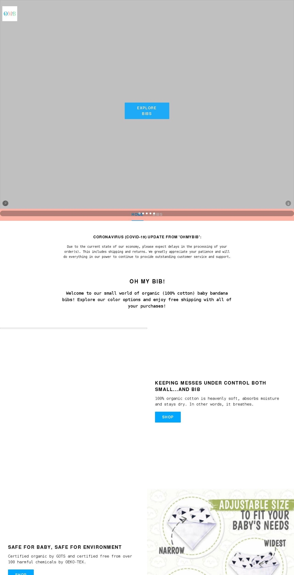 ohmybib.com shopify website screenshot