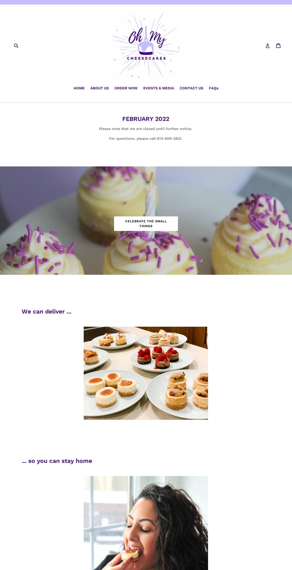 ohmycheesecakes.ca shopify website screenshot