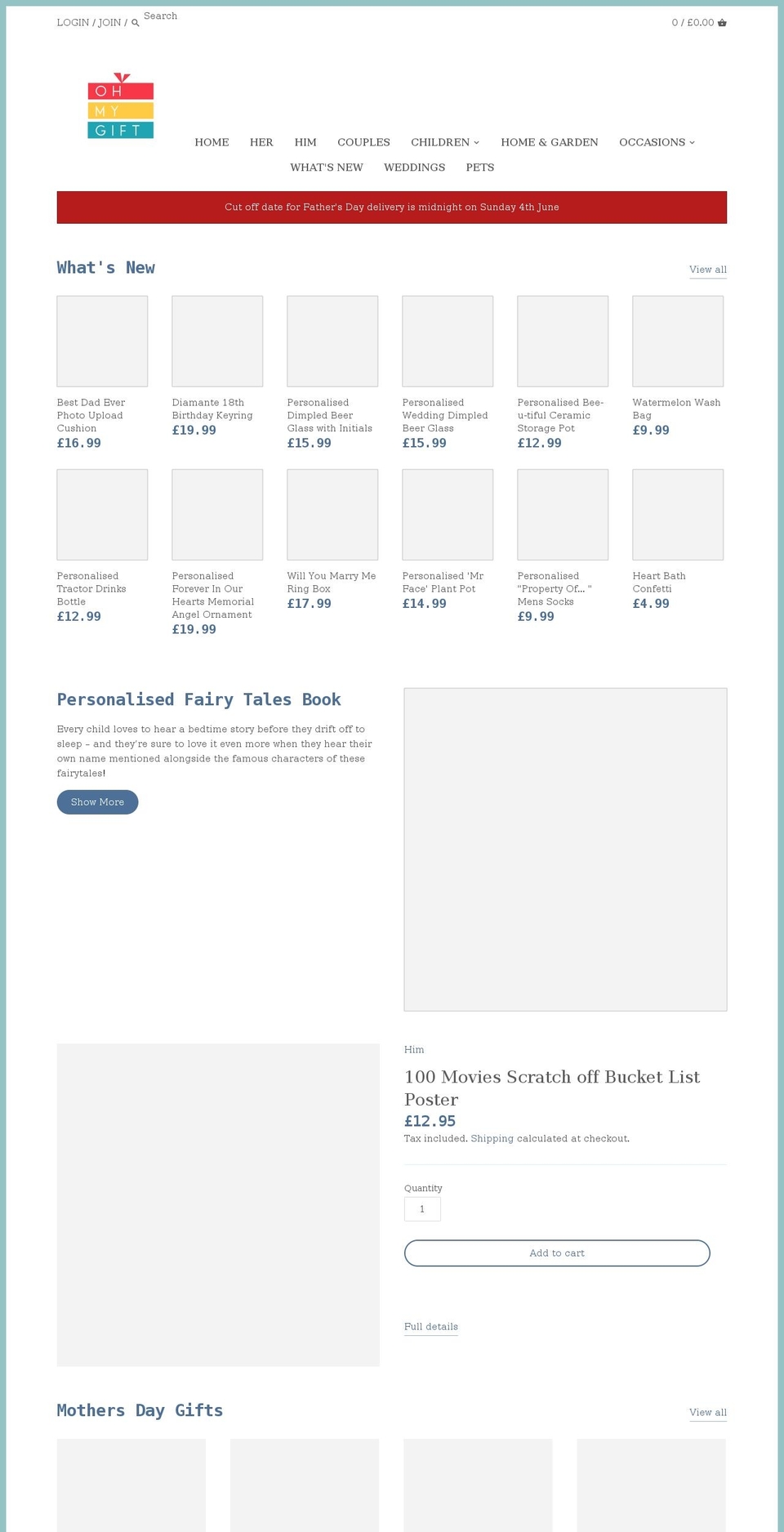 ohmygift.co.uk shopify website screenshot
