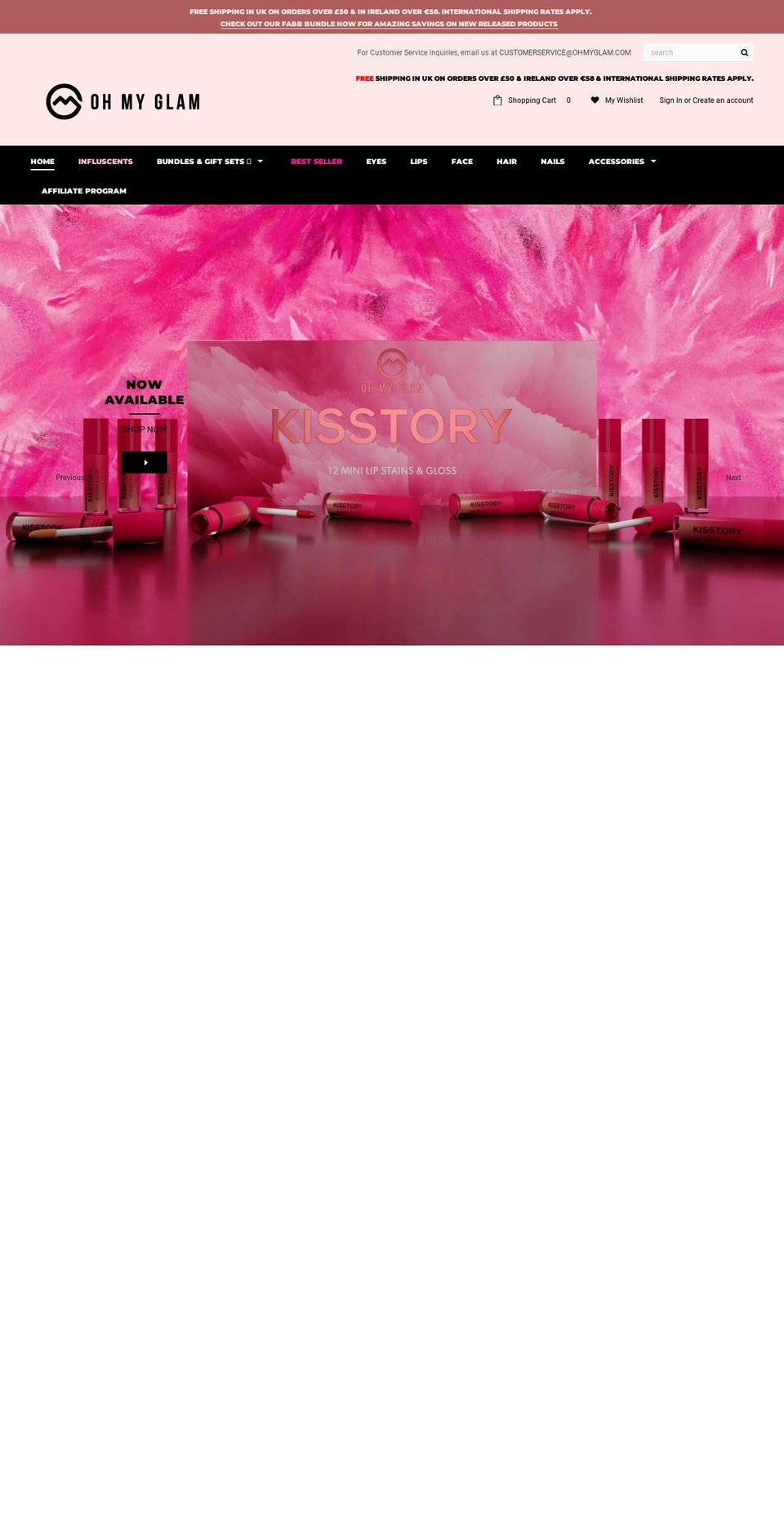 ohmyglam.com shopify website screenshot