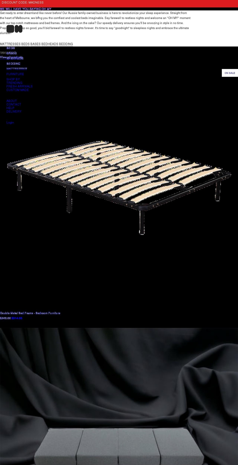 ohmymattress.com.au shopify website screenshot