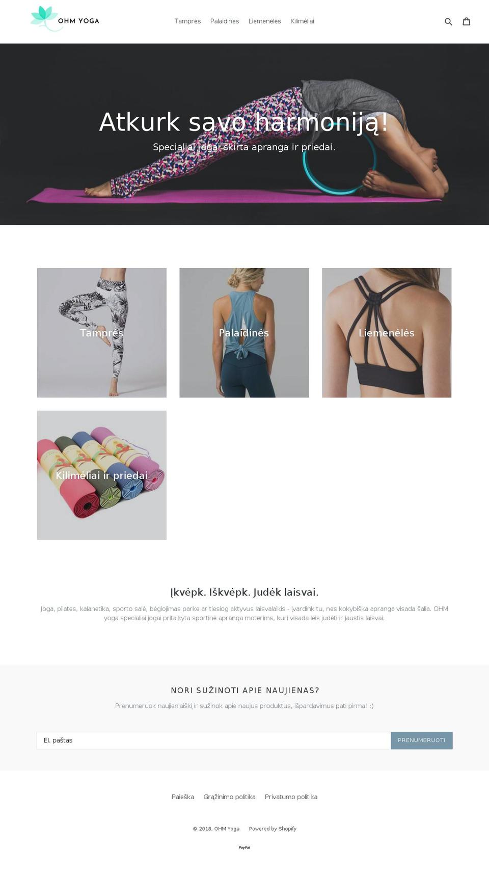 ohmyoga.net shopify website screenshot