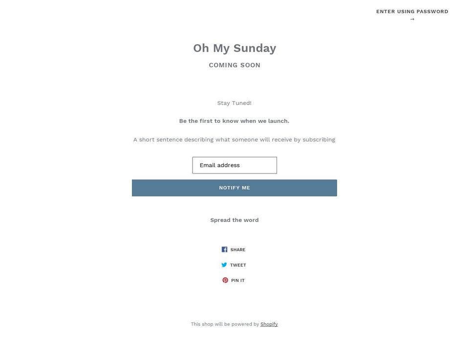 ohmysunday.com — Shopify storefront screenshot