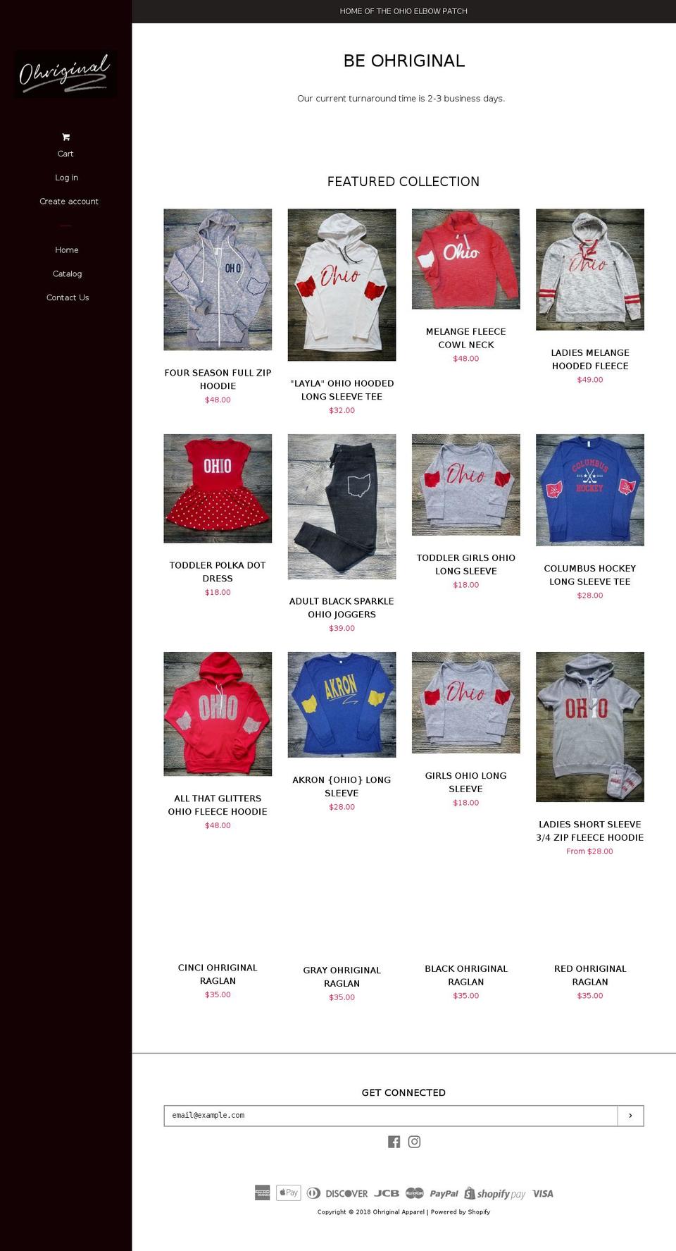 ohriginalapparel.com shopify website screenshot