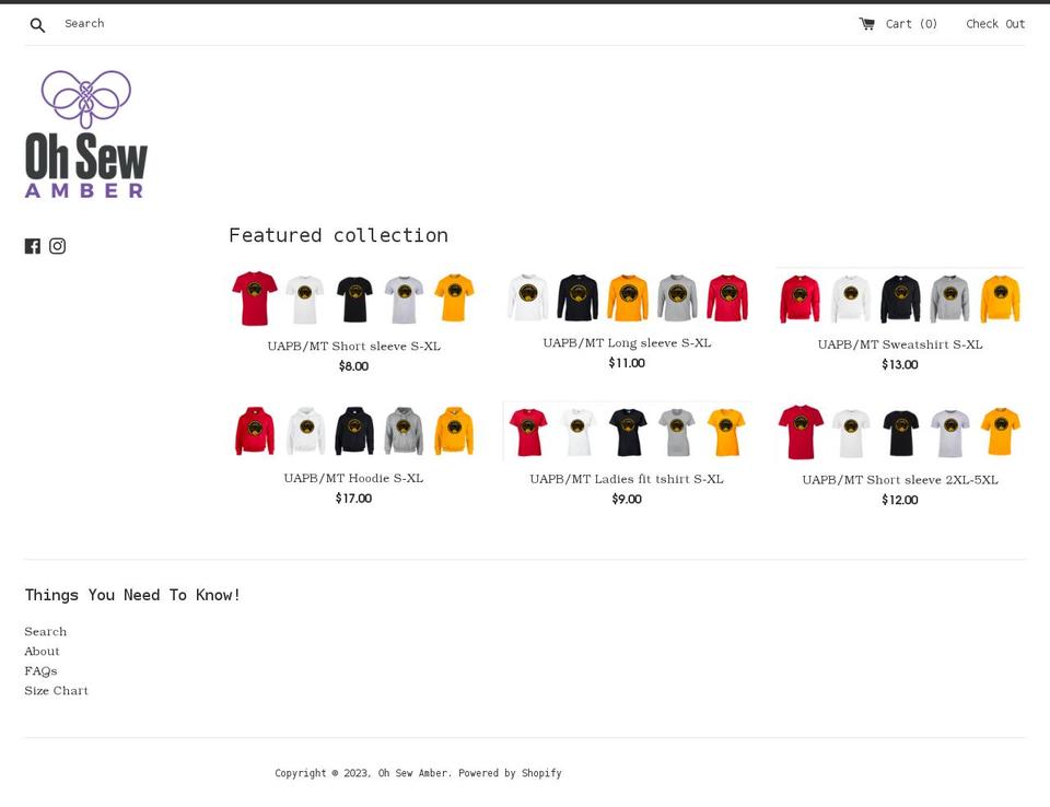 ohsewamber.com shopify website screenshot