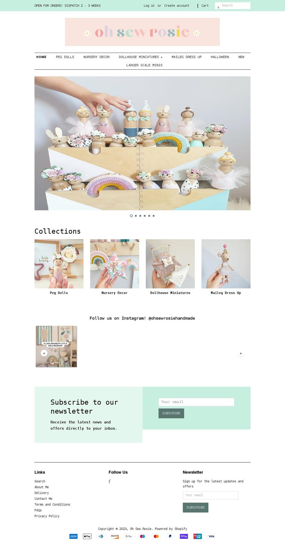 ohsewrosie.co.uk shopify website screenshot
