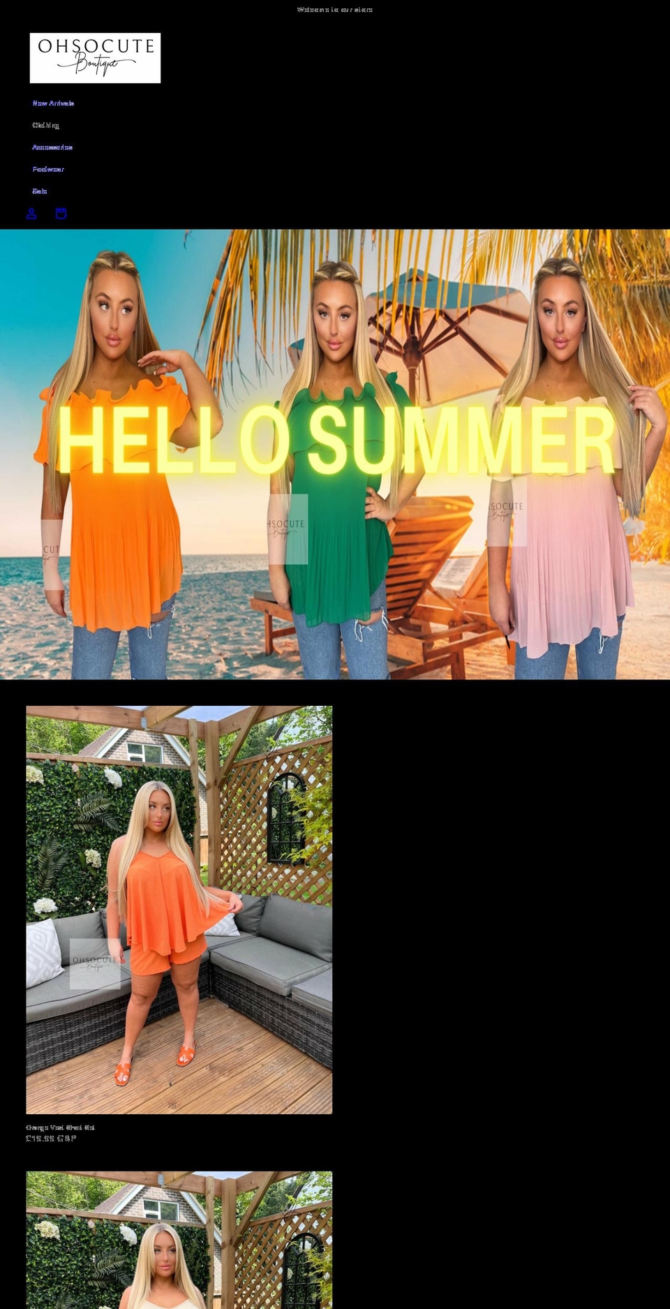 ohsocute.co.uk shopify website screenshot