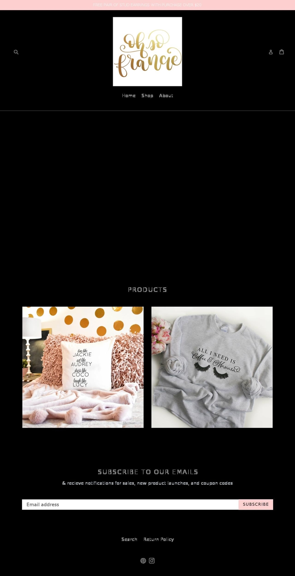 ohsofrancie.com — Shopify storefront screenshot