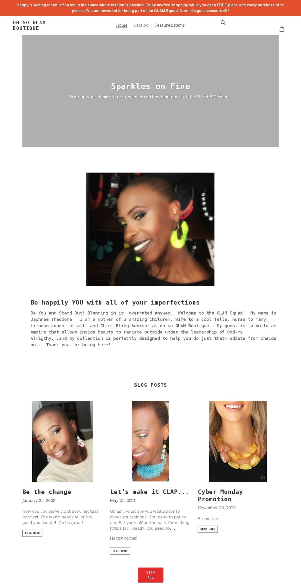 ohsoglamboutique.com shopify website screenshot