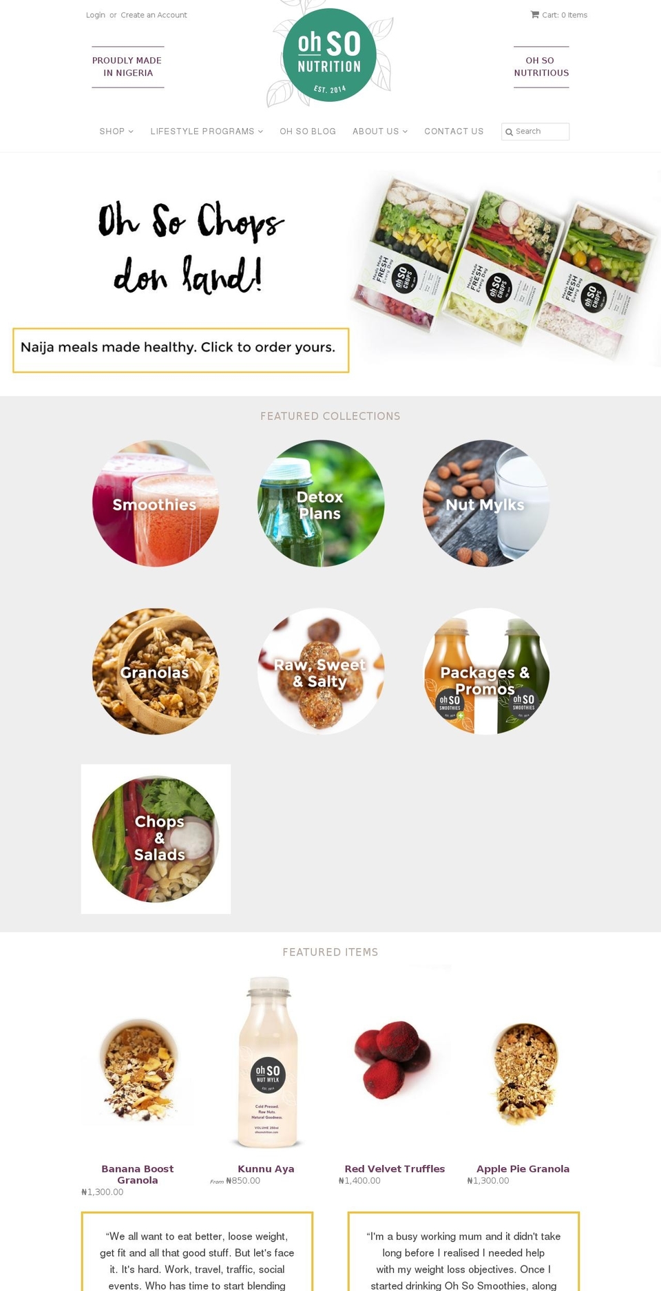 ohsosmoothies.com shopify website screenshot