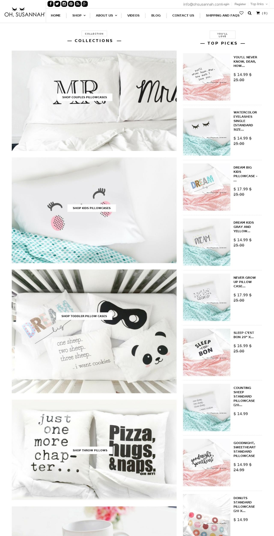ohsusannahs.com shopify website screenshot