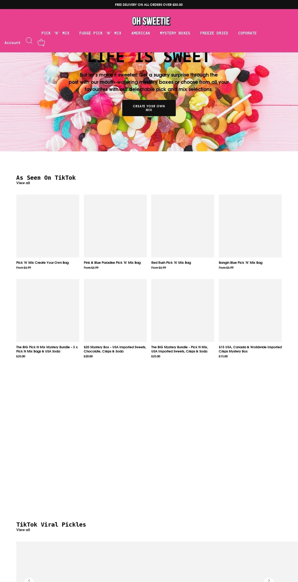 ohsweetie.co.uk shopify website screenshot