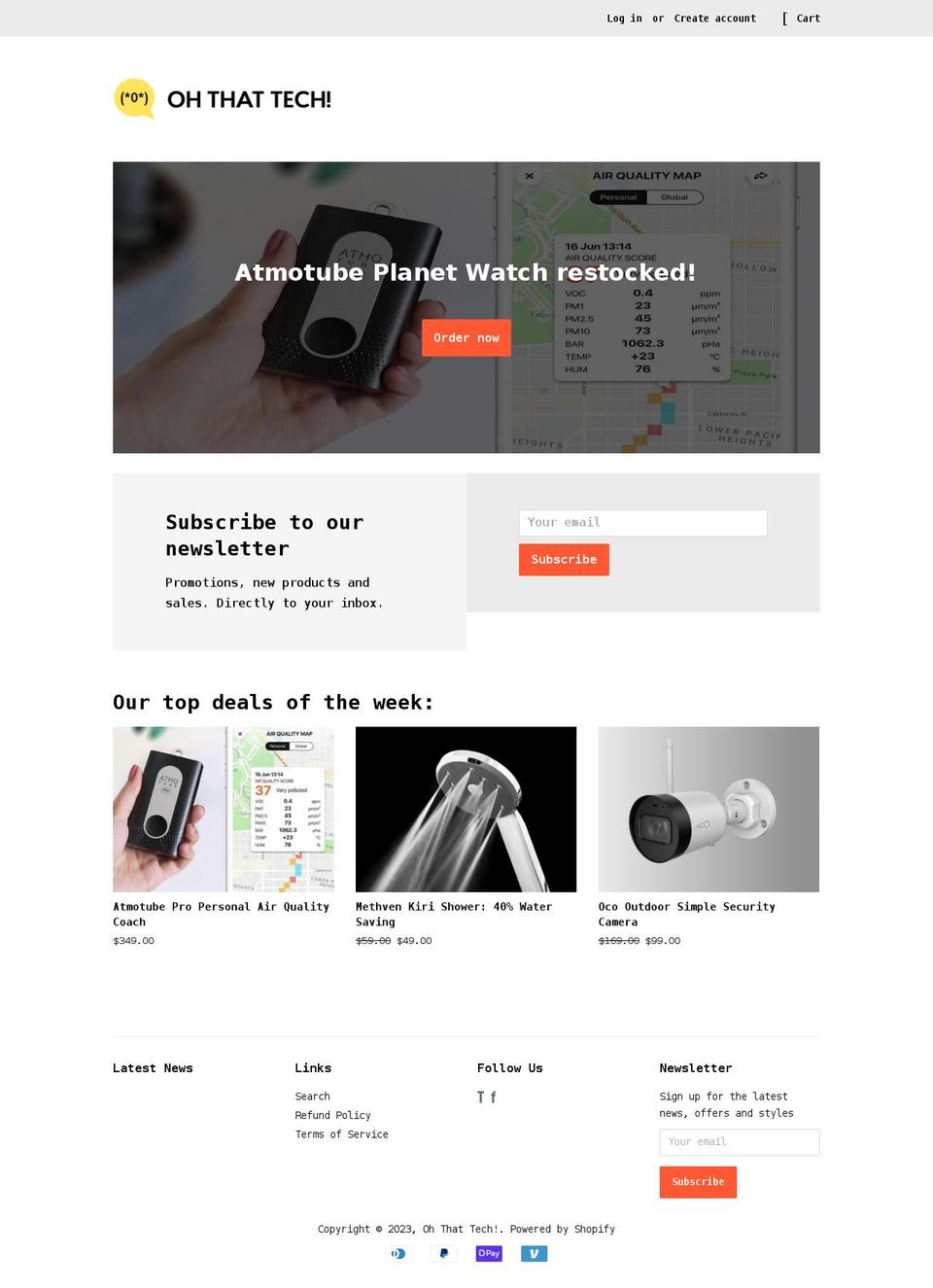 ohthattech.com shopify website screenshot