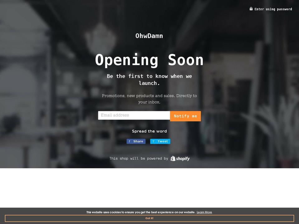 ohwdamn.com shopify website screenshot