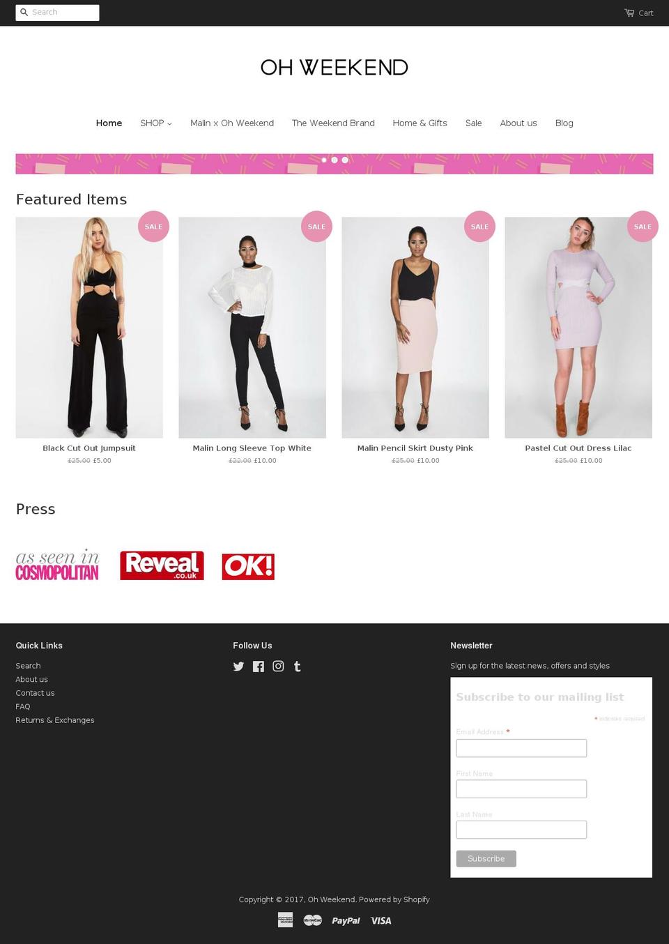 ohweekend.com shopify website screenshot
