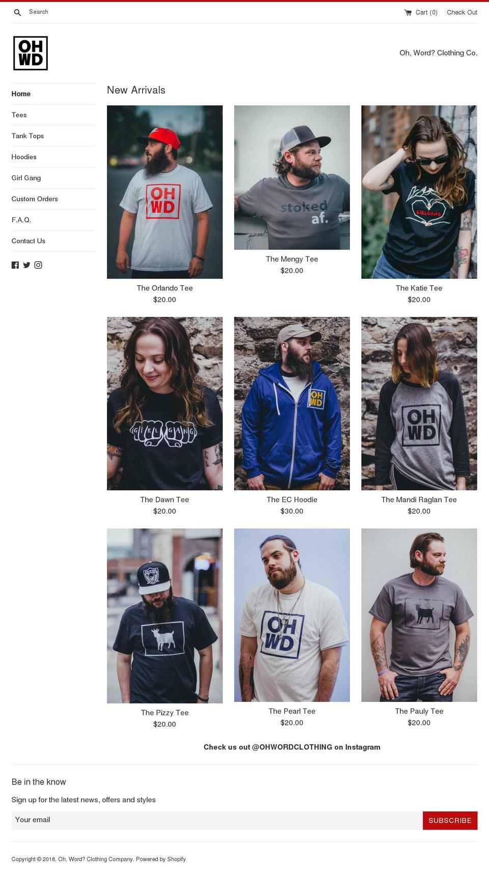 ohwordclothing.com — Shopify storefront screenshot