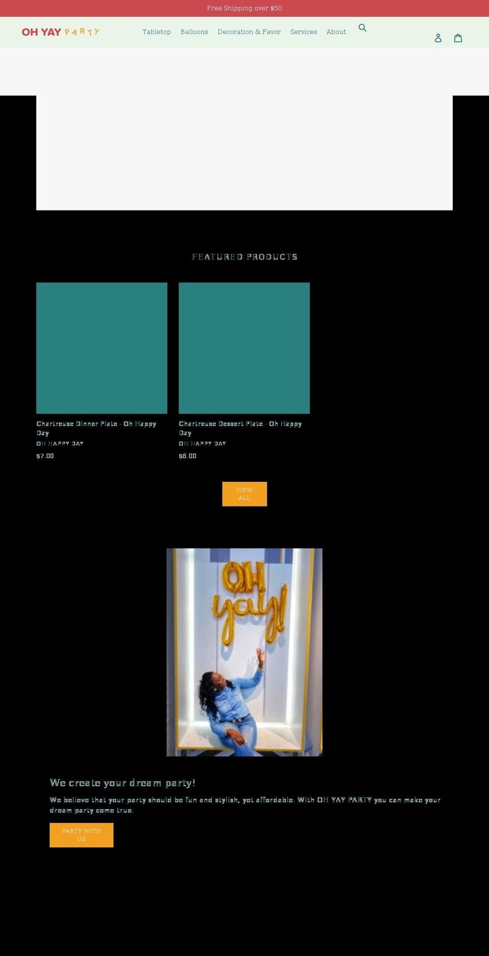 ohyayparty.com shopify website screenshot