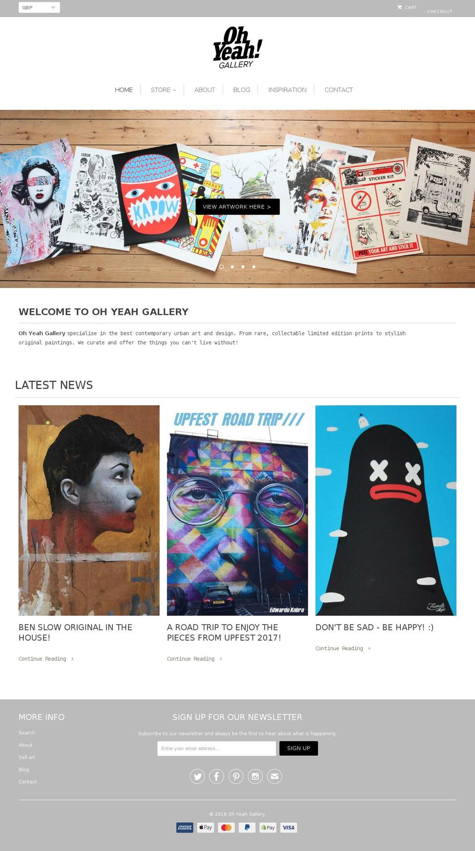 ohyeahgallery.com — Shopify storefront screenshot