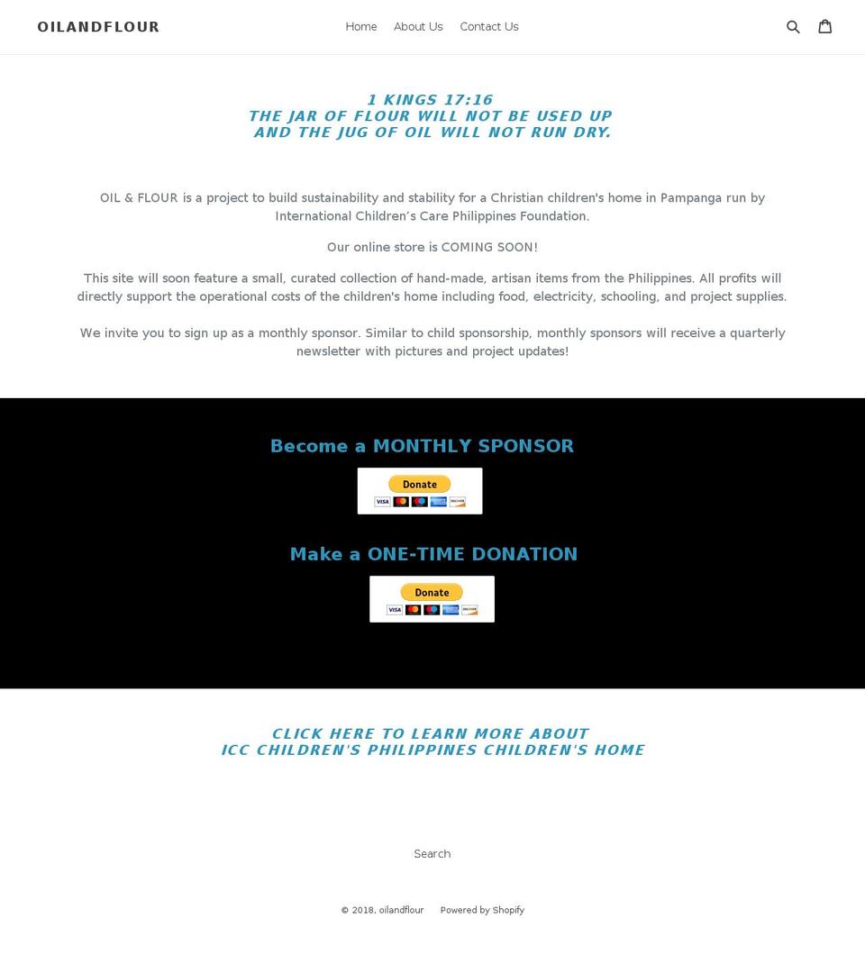 oilandflour.com — Shopify storefront screenshot