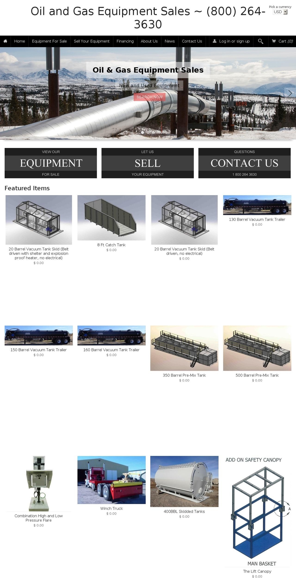 oilandgasequipmentsales.com shopify website screenshot
