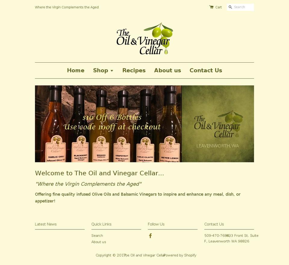 oilandvinegarcellar.com shopify website screenshot