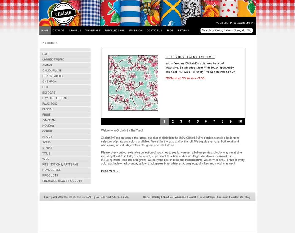 oilclothbytheyard.com shopify website screenshot