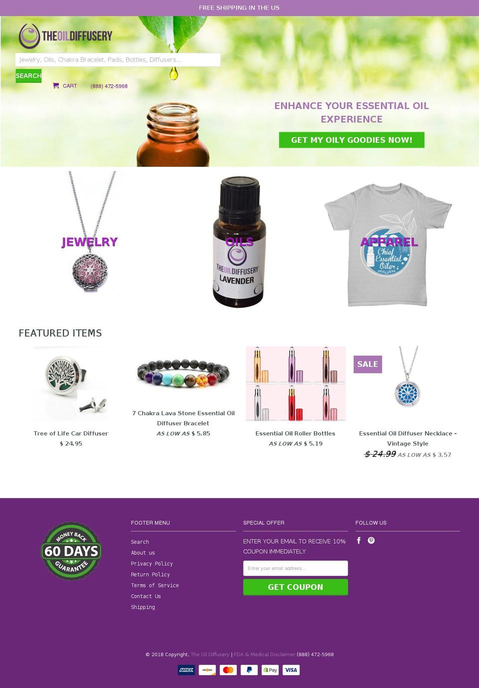 oildiffusery.com — Shopify storefront screenshot