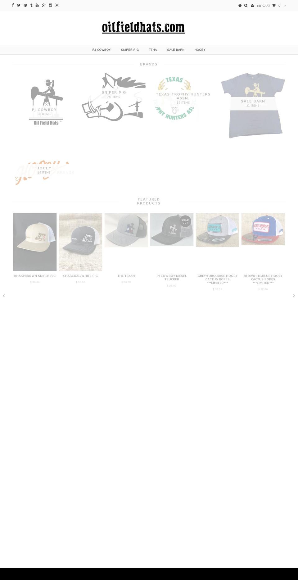 oilfieldhats.com shopify website screenshot