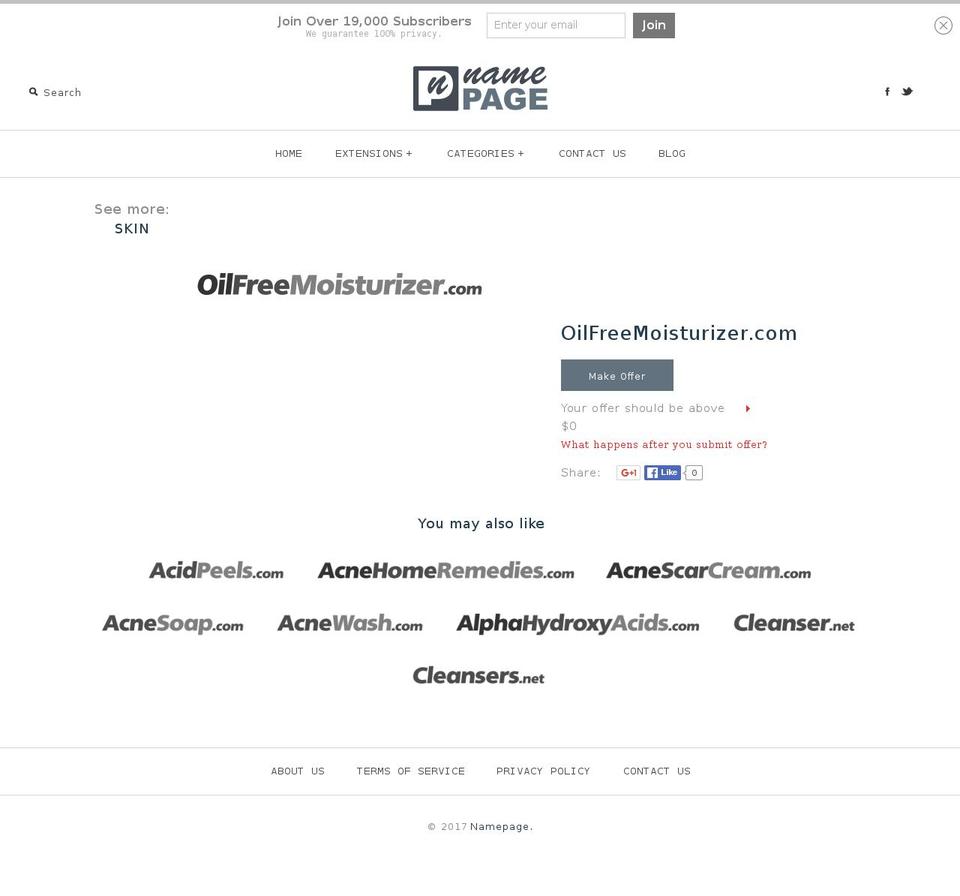 oilfreemoisturizer.com shopify website screenshot
