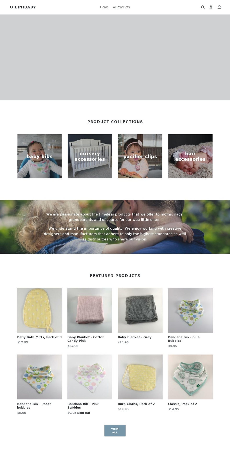 oilinibaby.com shopify website screenshot